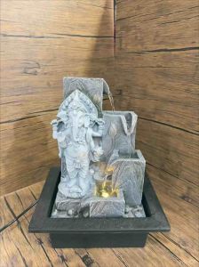 BD02-3 โมเดลน้ำพุหินแกะสลักพระพิฆเนศปางประทานพรฐานเหลี่ยม