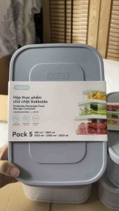Bộ 5 hộp nhựa đựng thực phẩm đủ size chịu nhiệu hokkaido inochi 500ml tới 2500ml
