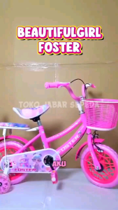 Sepeda Anak Perempuan 12 Inch FOSTER tipe BEAUTYFUL GIRL Sepeda Mini Roda Bantu Anak Usia 2-4 Tahun