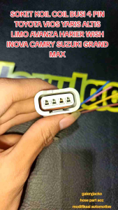 SOKET KOIL COIL BUSI 4 PIN TOYOTA VIOS YARIS ALTIS LIMO AVANZA HARIER WISH INOVA CAMRY SUZUKI GRAND MAX PLUS KABEL 15CM
