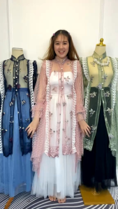 Outer Tunik Tile Brukat Renda Corneli Bordir Premium Kombi Brukat Baju Luaran Muslim Renda Terbaru Baju Lebaran Fira Outer Zh