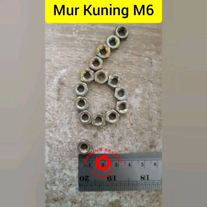(50 pcs) Mur M6 Kuning Kunci 10 / Mur Kuning 6mm