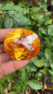 เพชรรัสเซีย ทรงกลม 130 กะรัต 24X28 มม (1 เม็ด PIECE) สีเหลือง Brilliant Yellow Diamond พลอย CUBIC ZIRCONIA CZ Oval Pineapple Cut Shape