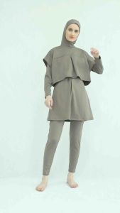 Damla Sport Muslimah Swimwear Brown - Baju Renang Wanita Hijab Syari Remaja
