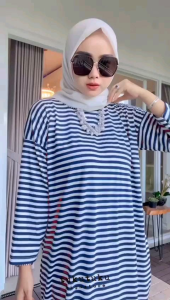 Gamis Lesa#2 dress kaos salur rayon spandek wanita jumbo fit to XXL terbaru mewah elegan kekinian