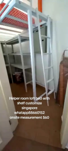 Loft bed with shelf and mattress customize for helper room singapore/bobm shelter/store room/unity