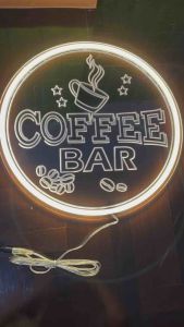 ป้ายไฟ ป้ายไฟร้าน ป้ายไฟตัวอักษร ป้ายไฟวิ่ง ป้ายไฟled ป้ายไฟกาแฟ ป้ายไฟCoffee-BAR สีวอมไวน์(650บาท)