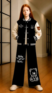 Bear Tiny Jaket baseball anak perempuan cewek Korea Kekinian import Terbaru 6 - 10 Tahun