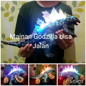 Mainan Godzilla Besar Jalan Nyala Lampu & Suara Monster Dinosaur Baterai - Mainan Robot Dinosaurus Action Figure Godzila Berjalan Hewan Dino Batre Kado Hadiah Koleksi Anak Laki Cowok Edukatif Toys AXAFA