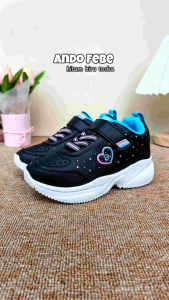Sepatu Ando Febe Velcro Perekat Hitam Biru Tosca Black Blue Tosca