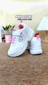 Sepatu Ando Febe Velcro Perekat Putih Merah Muda White Pink