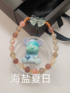 MHU-0052 盐源玛瑙 萤石,橄榄核葫芦,琉璃隔珠 Yanyuan Agate, Fluorite天然水晶 女款手链 孤品原创设计 crystal bracelet Handmade Gelang Tangan Perempuan