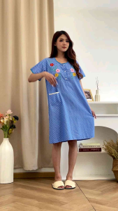 Daster katun jepang bordir malang polkadot