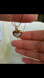 BBสร้อยคอสแตนเลสไทเทจี้หัวใจเปลือกหอย