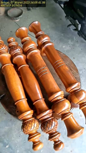 Heandle Pintu bergaris pegangan pintu bahan kayu Jati ukuran 40cm