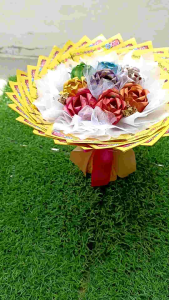 福泽莲花(8朵彩色)~花束(往生/敬佛)手工-可以定制花朵颜色~森美兰芙蓉地区 直接私信我下单 custom made flower color seremban area message me for direct order