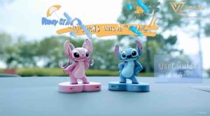 Vanzo Disney Stitch & Angel Dashboard Car Air Freshener Dashboard Series Black Code Fragrance English Pear & Freesia