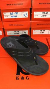 KG 06 Hitam - Sandal Kulit Slide Pria Merk K&G Kulit Sintetis Premium Asli 100%