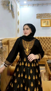 gamis hindi bordir katun rayon twil