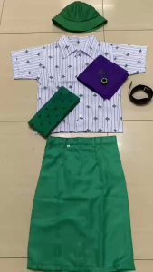 GSP Senior Violet Scarf 7 in 1 Set: Blouse Scarf Hat Sash Necklaces Size Chart Back View.