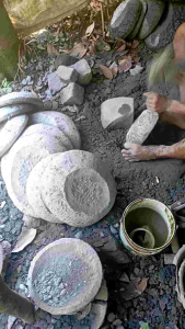 Cobek pahat 20cm 1set asli batu