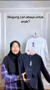 Azkia Kids Abaya Dubai Anak Bahan Jetblack Hitam dan Putih Kombinasi Ceruty Premium Nyaman