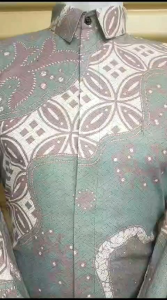 Hijau Wardah Kemeja batik Couple ayah dan anak laki laki katun solo lapis furing lengan panjang