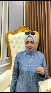 Gamis Set Outer Iner Brukat Payet Mewah Terbaru Fashion Muslim Perempuan Dress
