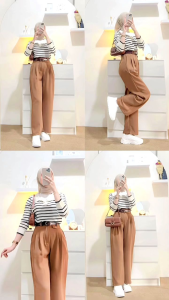 Oro Pants Kulot highwaist Celana Wanita Loose Pants -  Semi Wol Anti Kusut Premium