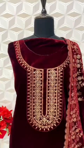 [PRE-ORDER] Ready Made Pure Viscose Velvet With Embroidered Suit *Size S-5XL* ( Delivery 15 days )