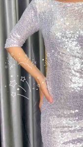 Queen Dress Bodycon Payet Sequins Dress Glamour Party Pesta Dress Malam Mengkilap Manik Mewah