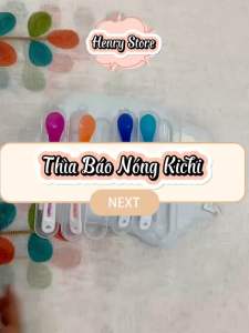 Thìa muỗng báo nóng silicon Kichi thân dài cho bé (Có hộp - Ib Shop chọn màu)