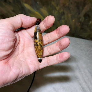 52mm Tibetan Meng Tianzhu Natural Eyes natural Dragon totem Dzi pendant 52毫米九眼页岩蒙天珠天眼多眼天然龙纹吊坠