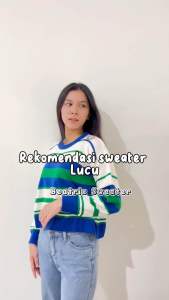 Sweater Crop Beatrix & Baju Atasan Rajut Lengan Panjang Motif Garis