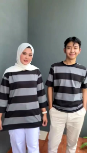 Kaos Couple Oversize Aldira Terbaru & Kaos Striped Polos Couple