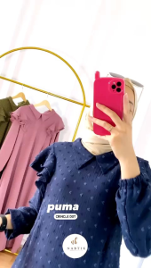 Dress Muslim Puma Bahan Crinkle Dot LD 110cm PJ 140cm (Bisa COD)