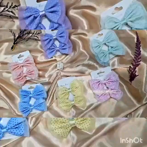 (1 PASANG) JEPIT RAMBUT POLKADOT PITA DOUBLE / JEPIT RAMBUT PITA KOMBINASI TILE / JEPIT RAMBUT IMPORT KOREAN STYLE / JEPIT RAMBUT ANAK & DEWASA / DOUBLE RIBBON HAIR PIN / RBP7838