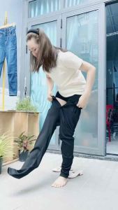 CÓ SIZE 65KG MÃ QUẦN BÒ GIẤY 2 NÚT KAKI LOE 2 NÚT  SIÊU HACK DÁNG CO GIÃN DÀI 96CM THỜI TRANG SIÊU HOT ĐI CHƠI ĐI LÀM