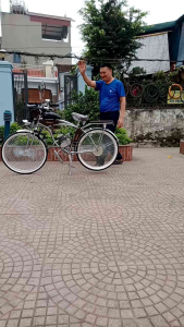 XE ĐẠP VUA GẮN MÁY - Phiên bản màu xanh - Xế phong cách cổ sang xịn độc lạ