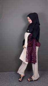 Zize Tunik Silang Outer Tile Brukat Sapto Full Payet / Outfit KondanganWisudaan