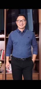 Áo len nam trung niên lót lông nhung LOGO thêu cao cấp - Tặng bố - 4 màu kẻ nổi bật - Menswear