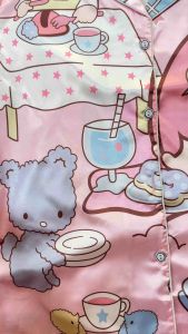 ชุดนอนน่ารักเนื้อผ้าซาตินเกรดพรีเมี่ยมแขนสั้นขาสั้นเหมาะกับผิวบอบบางแพ้ง่าย