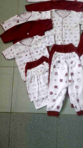 18 pcs set baju bayi newbron seri maroon