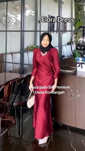 Elora Dress Satin Kondangan Bridesmaid Dress Wanita Terbaru 2024 Dress Pesta Dress Kekinian Modern