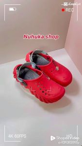 [CHÍNH HÃNG LỖI CẮT] Dép crocs echo đỏ EDo lỗi cắt nhẹ đã xử lý che lỗi bằng sticker phiên bản quai dù