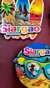 Siargao Philippines Surfboard & Sunglasses Wooden Fridge Magnets Vibrant Beach Scenes for Travel Souvenirs & Decor