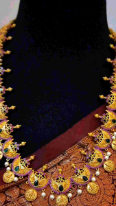 HASEENAS GOLD LOOK MATTE FINISH LAKSHMI COIN HAARAM SET