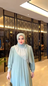 DRESS GAMIS SET HIJAB MODE  SAFITRI DS TERBARU BY HI 100%ASLI REAL YASMIN  LYODRA