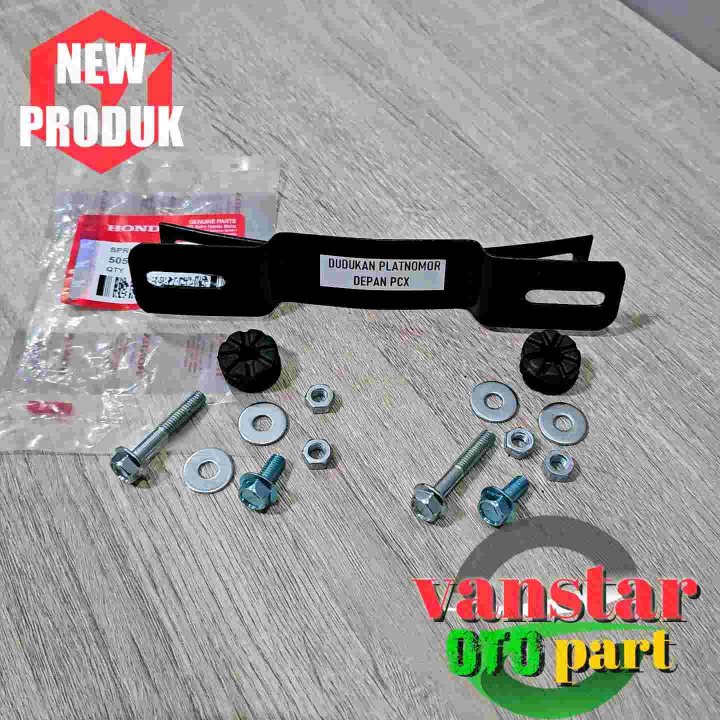 pangkon plat nomor depan pcx 150 160 set karet visor dan baut