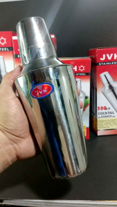 JVH Stainless Steel Cocktail Shaker with Jigger Bar Stainer and Bar Spoon Made in India